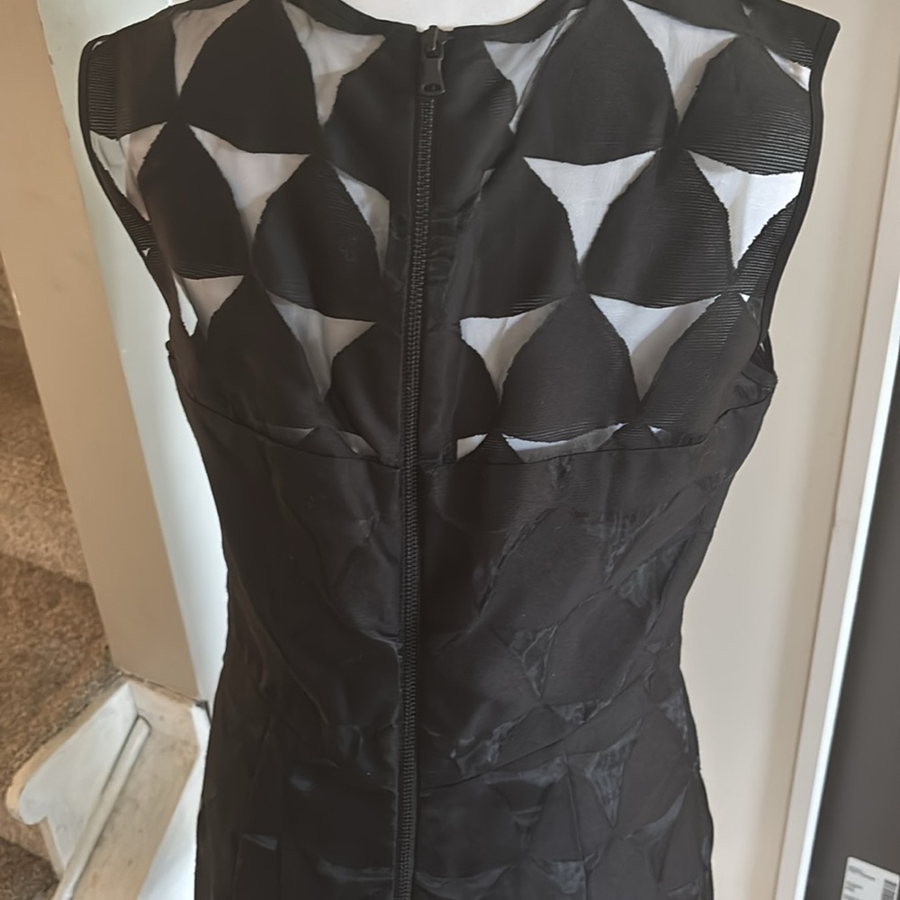 Milly Of New York Black Geometric Overlay Mini Shift Dress 10 Classic - Picture 8 of 12